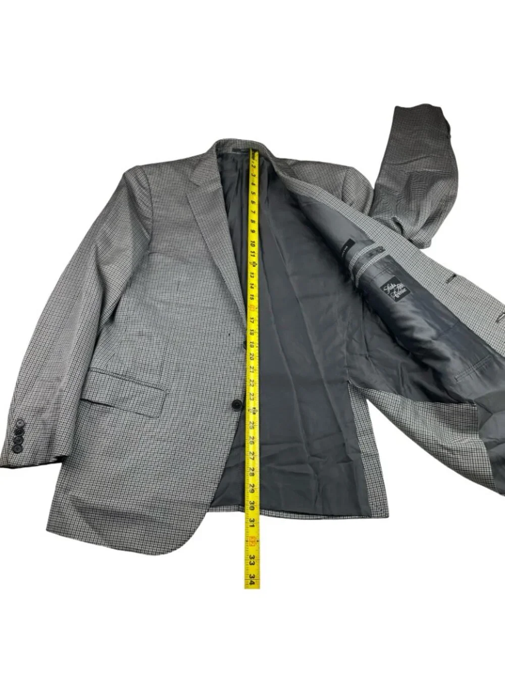 Ermenegildo Zegna Men’s Wool/Silk 2-Button Blazer Gray Plaid • Italy • 44R US